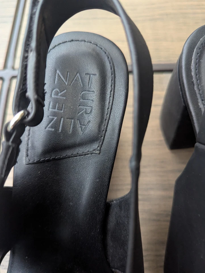 Sandalias de tacón de cuero Naturalizer negras talla 9M Foto 3 de 4