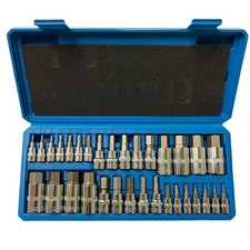 32 Pc Master Hex Bit Socket Set Allen Socket Sae Metric 14 38 12