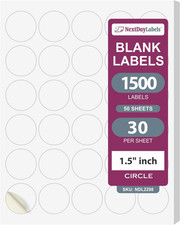   1.5 Inch round Sticker Labels for Printer - Matte White Blank Laser/Inkjet Pri
