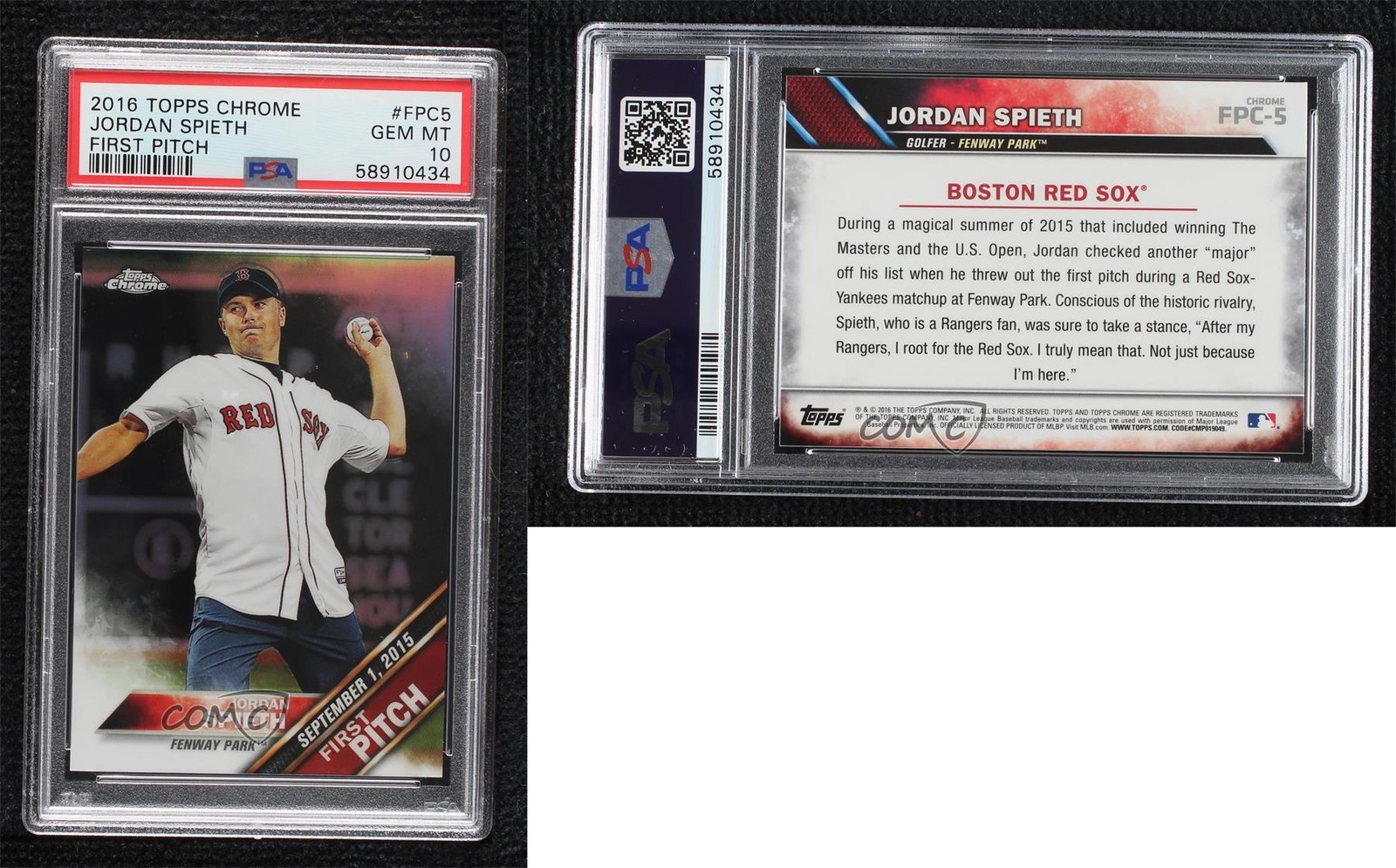 2016 Topps Chrome First Pitch Jordan Spieth #FPC-5 0c37 view 3