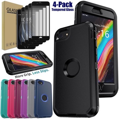 For iPhone SE 2020/SE 2022 Case Heavy Duty Protective Phone Cover/Tempered Glass