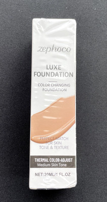 ZEPHOCO LUXE Color Changing Foundation, 30ml/1 fl. oz MED. SKIN TONE EXP 3/12/29