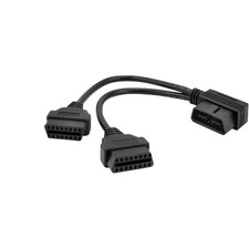 30cm/12 Right Angle OBD2 OBDII Y Splitter Cable 1x Male and 2x Female J1962 Port