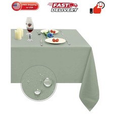 Sage Green Rectangle Table Cloth - Heavy Duty Water Resistance Polyester Tabl...