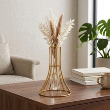 Water-Grown Plant Stand with Iron Frame and Glass Vase 9.5 x 9.5 x 15.5 cm