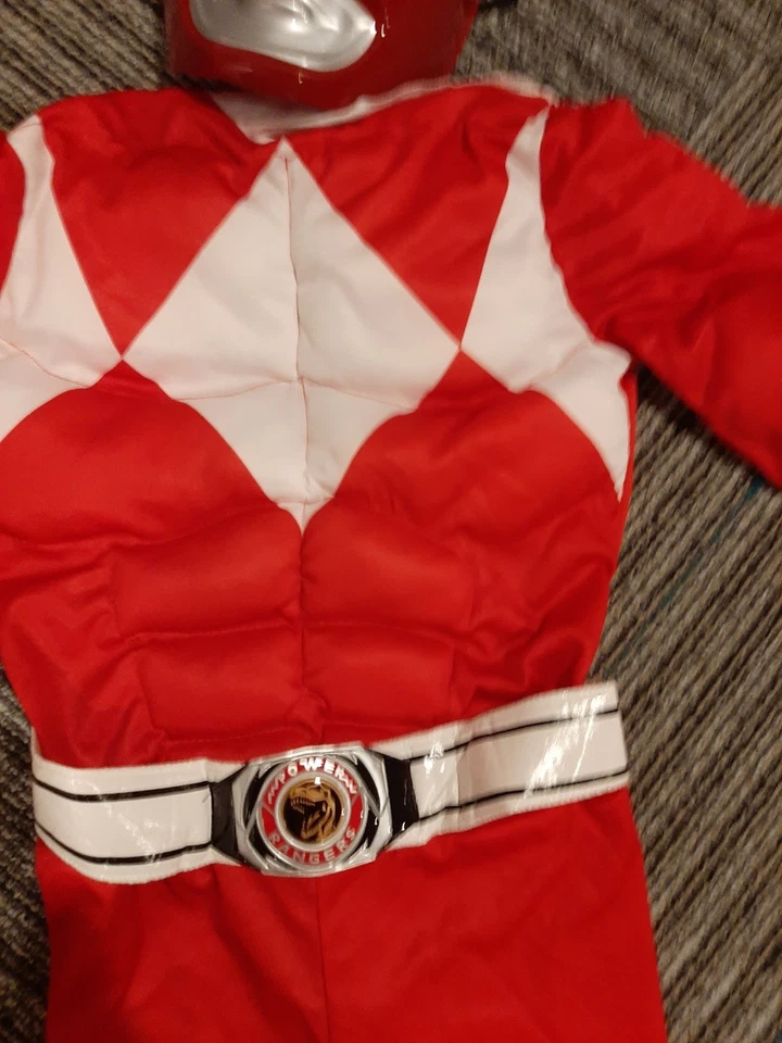 Disfraz de Halloween mediano para niños Mmpr Power Rangers Red Ranger Foto 4 de 4