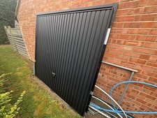 Top Side-Hinged Metal Garage Door Panel, Manual Single Door, Matt Modern