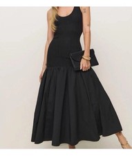 Reformation Women's Kella Knit Drop Waist Ribbed Black Maxi Dress XS NWT