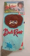 New Bob Ross crew socks JOY OF PAINTING fuzzy textured Hair Men's Sz 7-12