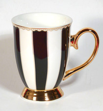 1 Becher Tasse Teetasse Jameson Tailor Porzellan Goldkollektion Streifen schwarz