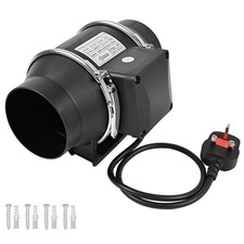 4" Quiet Inline Extractor Fan Bathroom & Hydroponics for Ventilation UK Plug