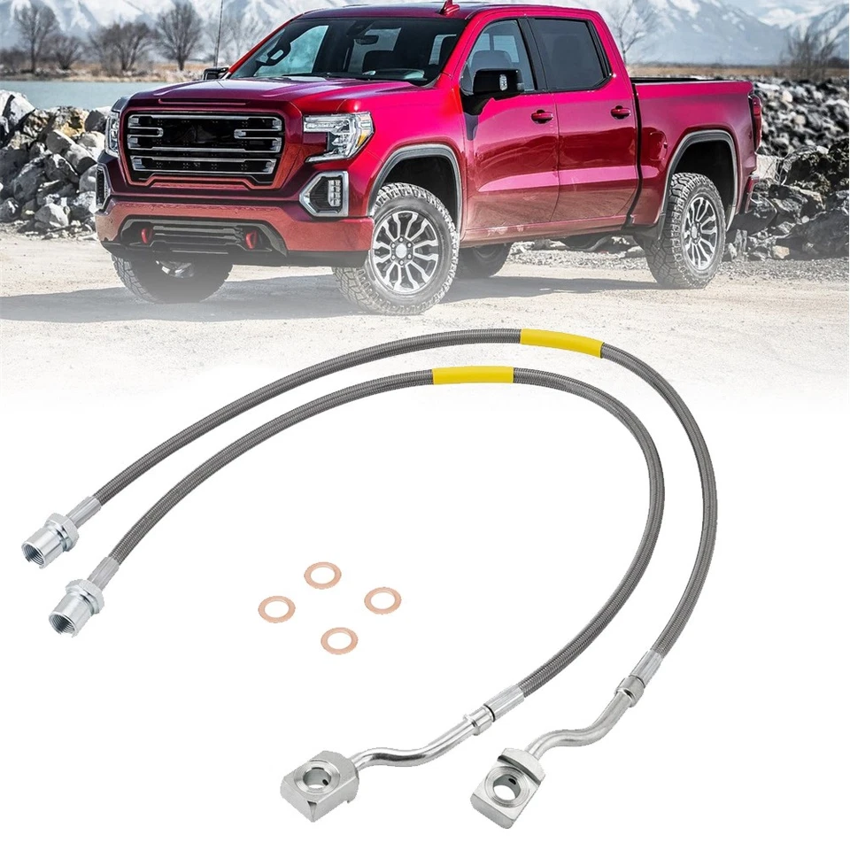2PCS Front Steel Extended Brake Lines 89370 For GMC Sierra 1500 Yukon XL 1500 - Image 3 of 4