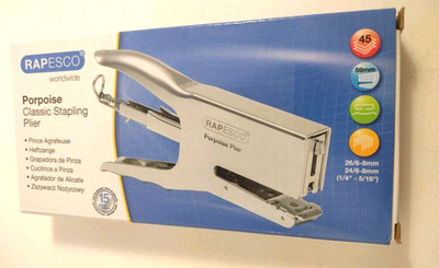 Rapesco Porpoise Packaging Plier Stapler, Uses 26 and 24 Type 1/4''- 5/16''.   Bx9