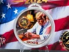 2024 Trump 2A 2nd Amendment Colorized 1 oz Silver Round In Card by Locker Mint