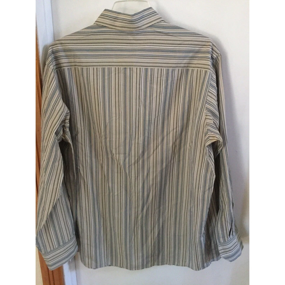 Camisa de vestir Crazy Horse con cuello abotonado bolsillo para hombre regular a rayas XL Foto 2 de 3