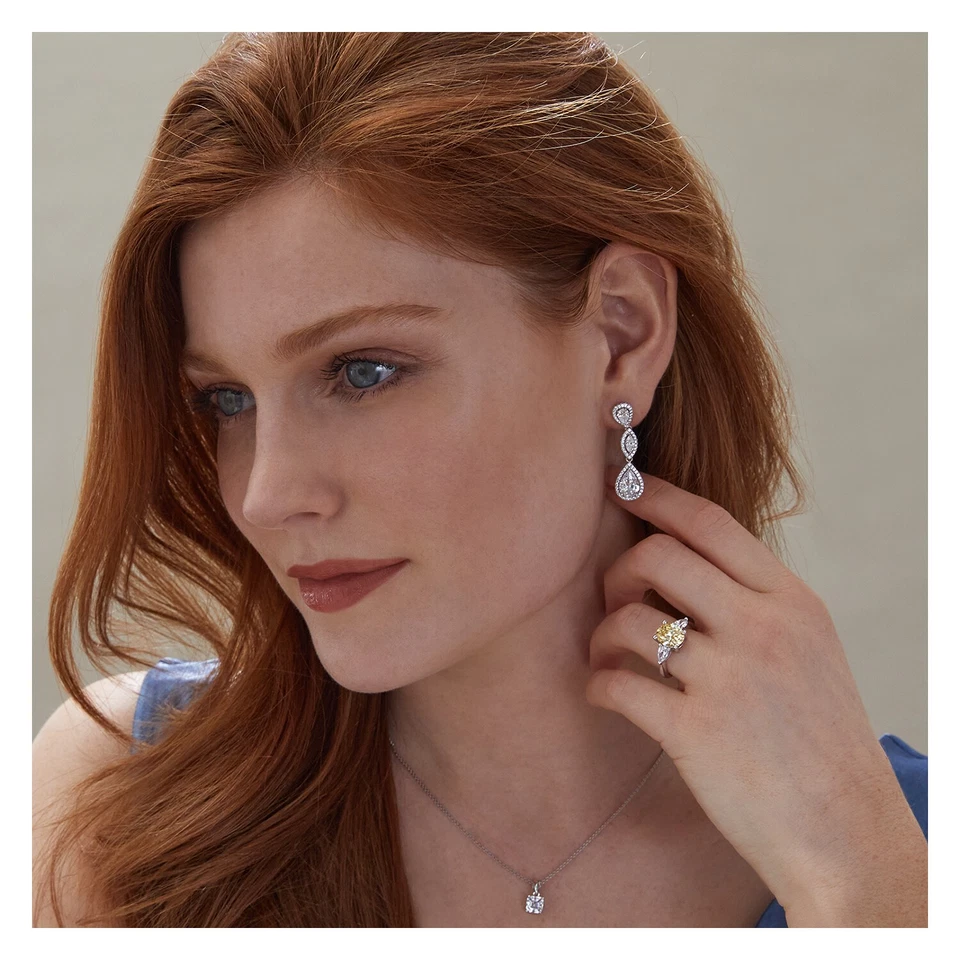 Anillo trilogía de plata de ley 10x8 mm amarillo ovalado piedras preciosas 6x4 mm hombros de pera Foto 2 de 4