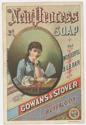 New Process Soap Sad Lady George Borowell Brockport NY 1880's Trade Card