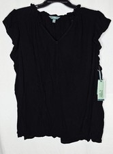 Blusa Top Terra & Sky Mujer Plus Manga Acampanada Negra 3X 24W-26W