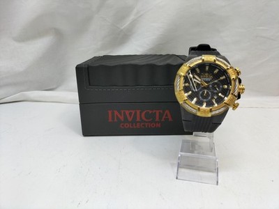 Invicta Bolt 25687 Uhr schwarzes Zifferblatt goldene Lünette 100M wasserdicht...