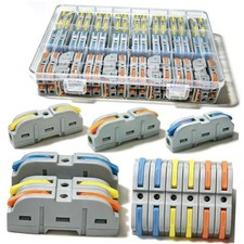 100pcs Lever Wire Connectors, 1 in 1 Out Inline Electrical Wire Splicing