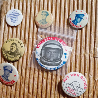 Vintage Political & Patriotic Pinback Button Lot Nixon MacArthur Humphrey