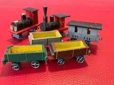 G&uuml;terzug Eisenbahn Lok antik Erzgebirge Miniatur Spielzeug Holz Rudolf Gl&ouml;ckner