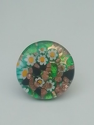 Verstellbarer Murano Glas Ring 3 cm Durchmesser Gänseblümchen in sehr gutem Zustand Kostenloser Versand im Vereinigten Königreich