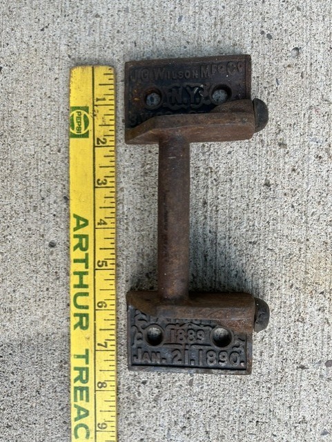 ANTIQUE J.G. WILSON MFG CO. 1890 NY NEW YORK IRON DOOR HANDLE