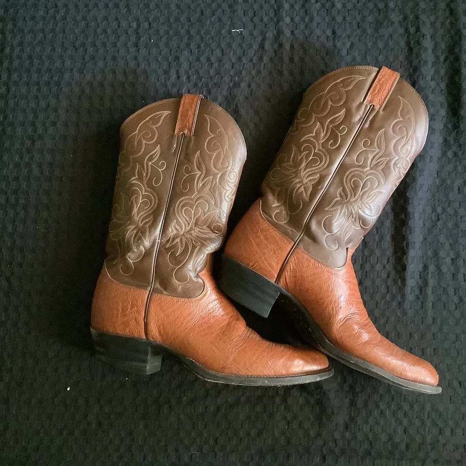 BOTAS DE CAMIONERO JUSTIN 9117 Cuero Marrón HECHAS EN EE. UU. VINTAGE RANCH WORK 10 D Foto 2 de 4