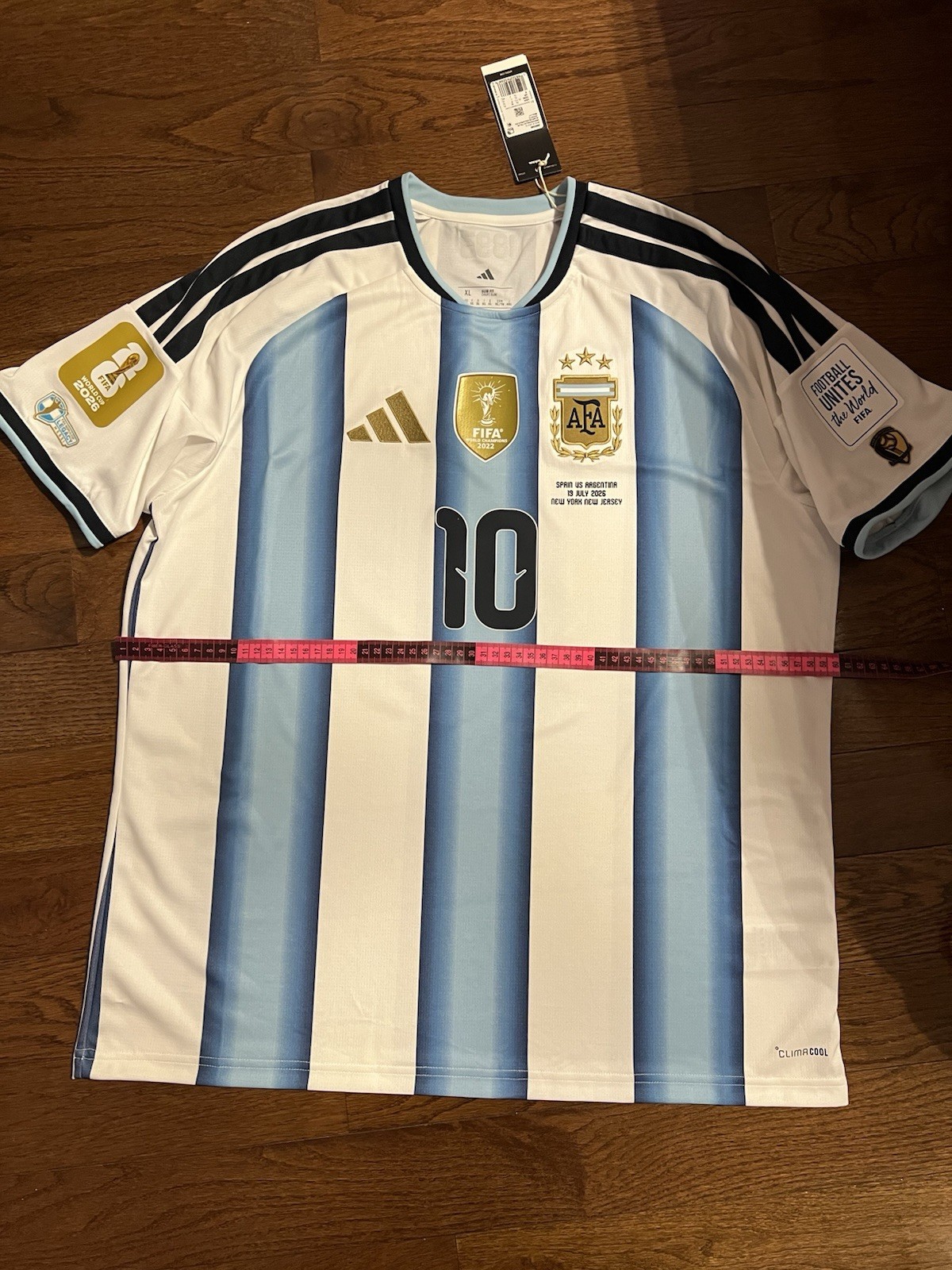 Messi 10 Argentina World Cup 2026 Final Adidas Soccer Jersey Authentic XL