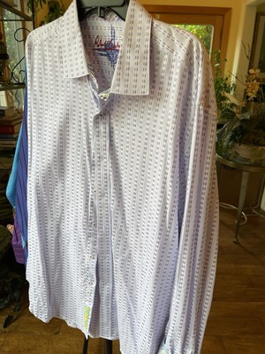 Robert Graham Multi-Color Embroidered Trim Flip Cuff Long Sleeve Shirt Mens 2XL