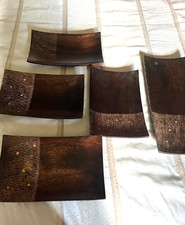 5 Piece Rectangular Wood Plate Serving Set W/...
