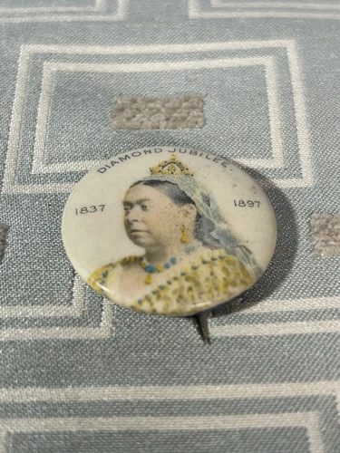 Antique 1897 Queen Victoria Diamond Jubilee 1.25” Pinback Button