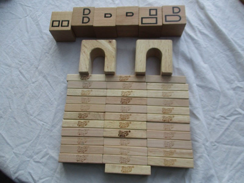 Jenga Blocks Game Replacement Lot of  34  Wood Pieces Pre-Owned -
