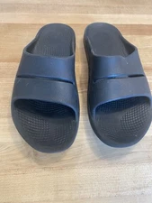 OOFOS OOahh Men's 11 Wmn's 13 Sandals Black Recovery Lightweight Comfort Slides
