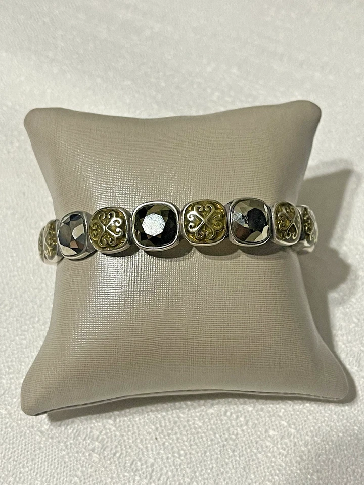 Brazalete Brazalete Brighton LA DUQUESA Plata Tono Dorado Desplazado Cuadrado Bisagras Foto 3 de 4