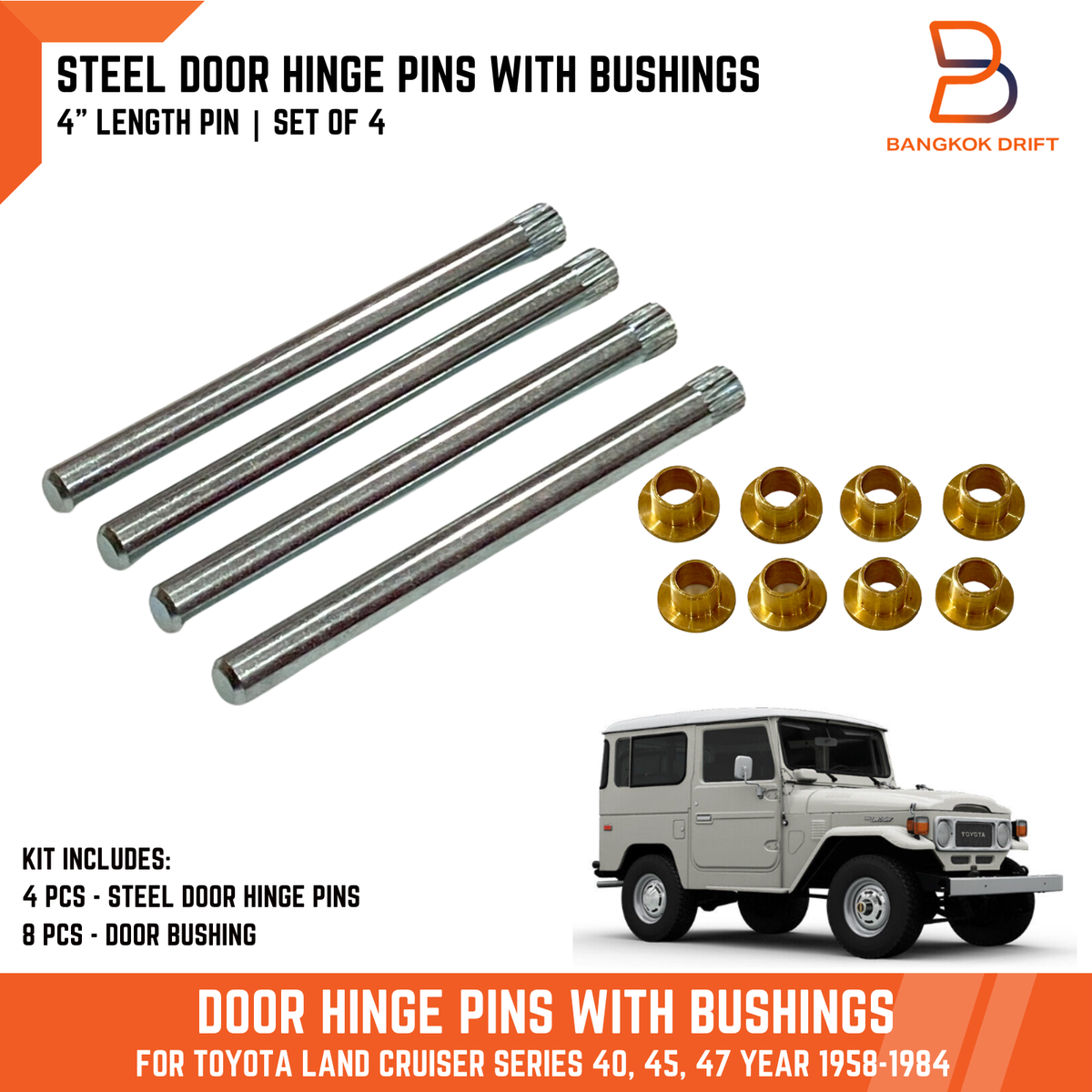 100MM Front Door Hinge Pin Bush Kit For Toyota Land Cruiser FJ40