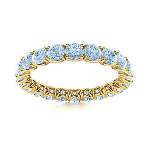 925 Sterling Silver Natural Aquamarine Eternity Handcrafted Ring Jewelry