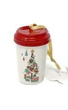 Disney Parks 2019 Starbucks Happy Holidays Ceramic Tumbler Ornament NEW