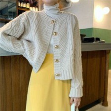 Cardigan Donna Maglione Giacca Corto Giubbotti Maniche Lunghe Autunno