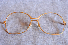 unbranded vintage 1970's womens eyeglass frame front gold large lens 5-1/2 acrss