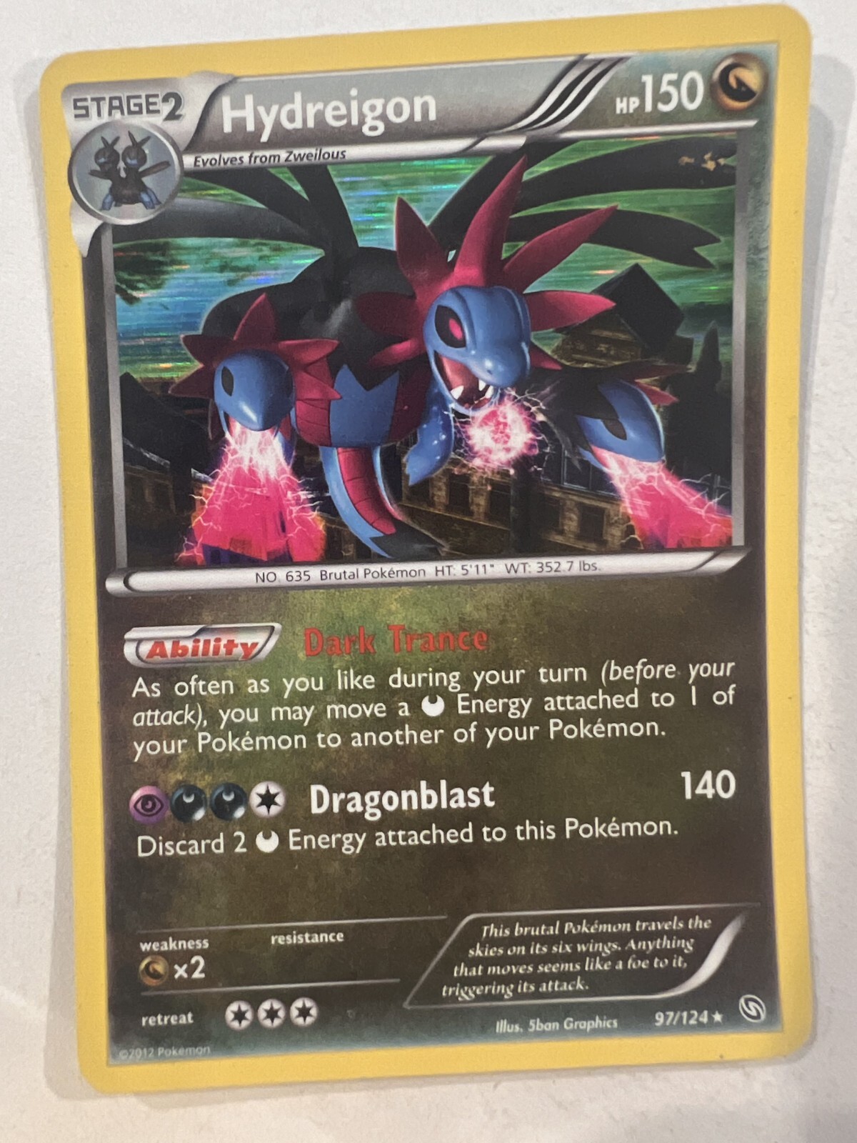 Hydreigon Dragons Exalted 97/124 Rare Reverse Holo Pokemon Card! NM