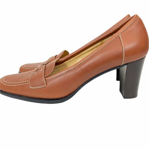 Coach Preppy Loafer Heels Women's Size 10 B Kassidy P310 Brown Leather Slip On - Picture 3 of 12