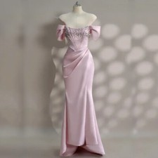 Gorgeous Mermaid Evening Dresses Off Shoulder Pleated Sequins Beaded Praty Gowns
