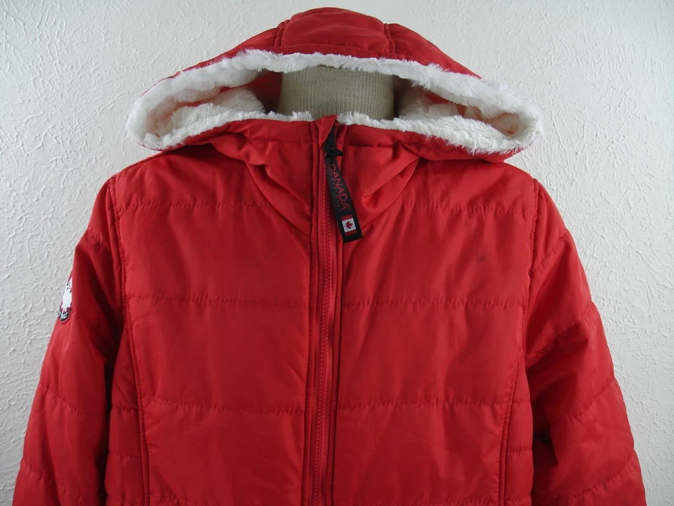 Canada Weather Gear Women's PLUS sz 1X Reversible Red White Faux Fur Jacket Coat - Image 3 of 4