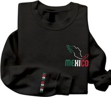 Personalized Mexico Embroidered De Mexico Sweatshirt, Custom Mexicano Hoodie Nam