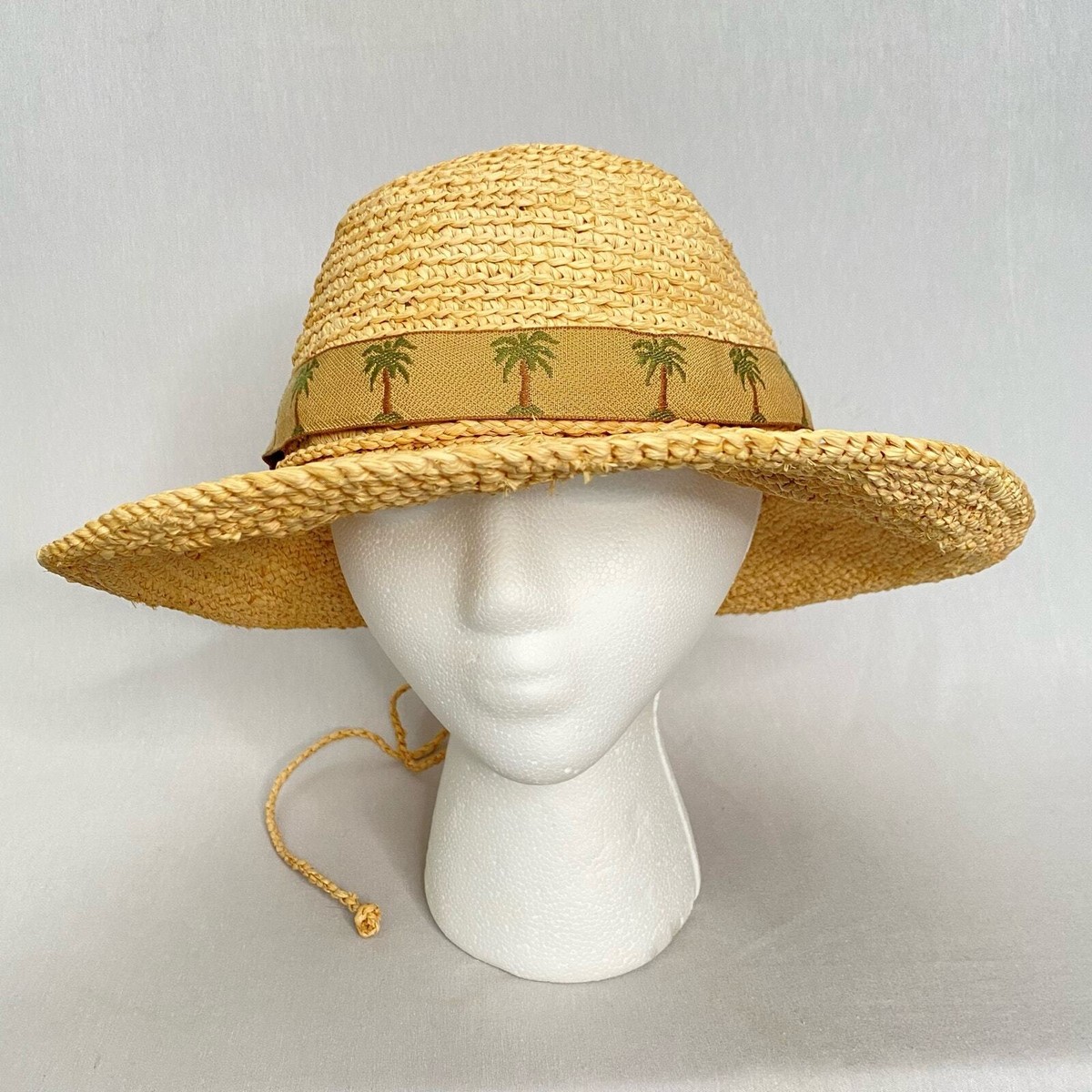 Scala Collezione Ruffia Straw Sun Hat Palm Tree Band | eBay