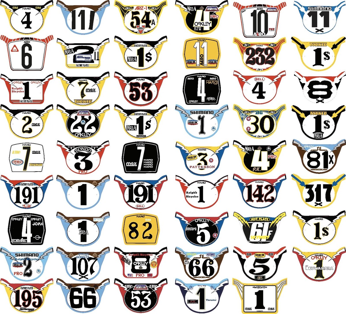 BMX Factory Replica Number Plates, Harry Leary, JMC, Diamondback