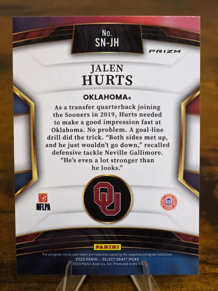 2023 Panini Select Draft Picks Numbers - Jalen Hurts #SN-JH Silver Prizm - Image 2 of 2