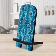 Blue Ornamental Flower D cor Cell Phone Stand  Wood Mobile Tablet Holder Charg
